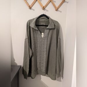 NWT Aerie Starry Skies Open Neck Women's Oversized Olive Sweatshirt